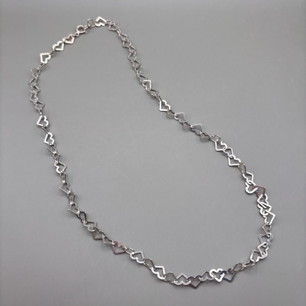 Vintage Milor Italy Necklace 925 Sterling Open Heart Link 18"